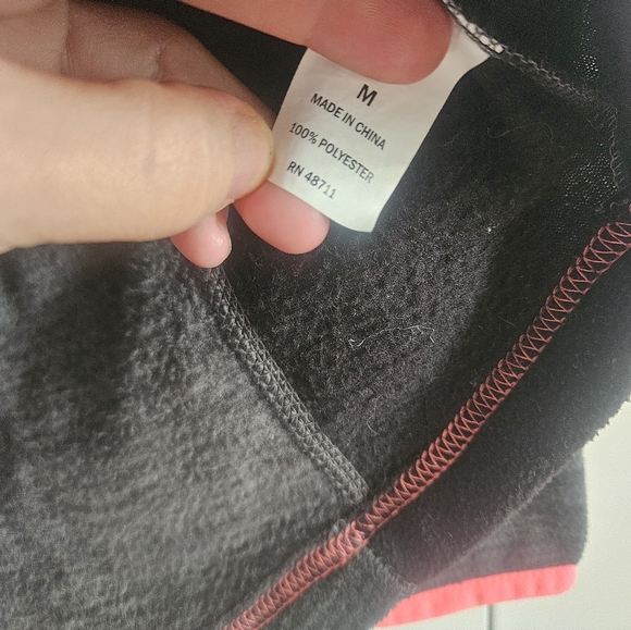 MTA sport fleece long sleeve sweater zip jacket medium dark charcoal grey pink - Picture 4 of 5